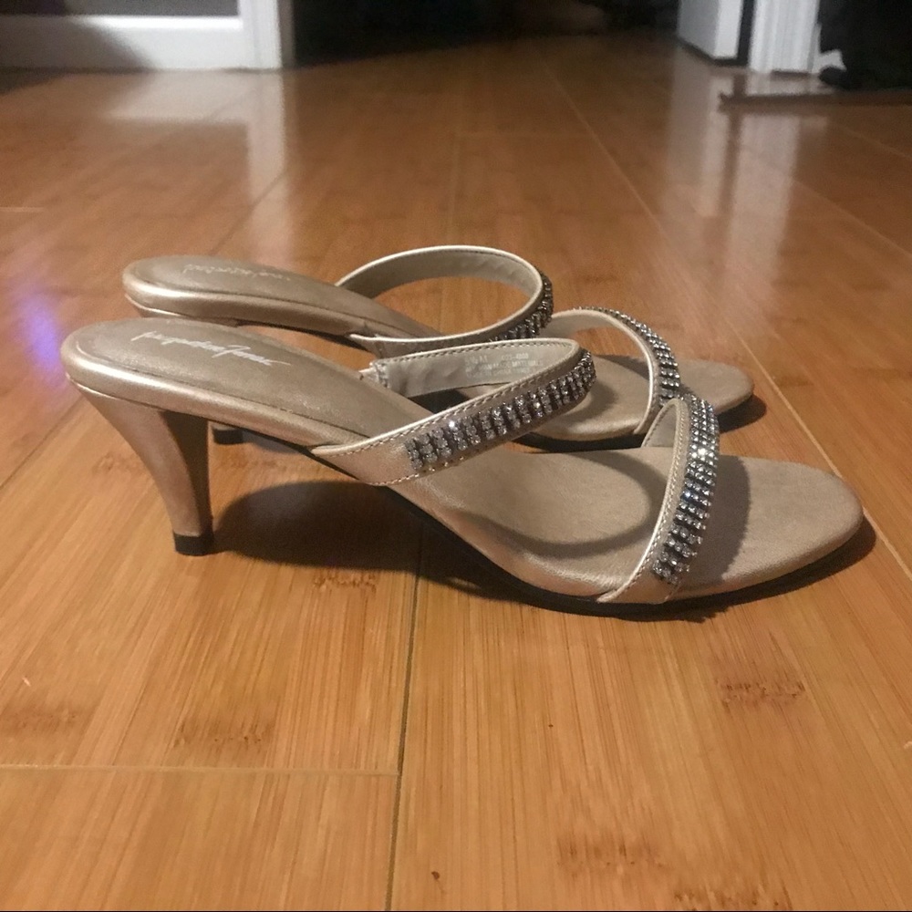 Champagne Gold Sparkling Kitten Heels (worn once)